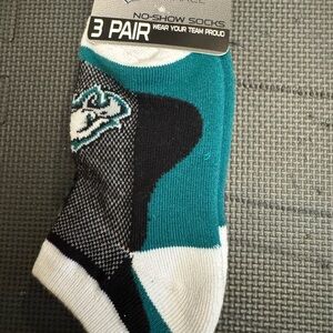 NFL Philadelphia Eagles 3-pack Socks. Teal, Black, and White No-Show Socks